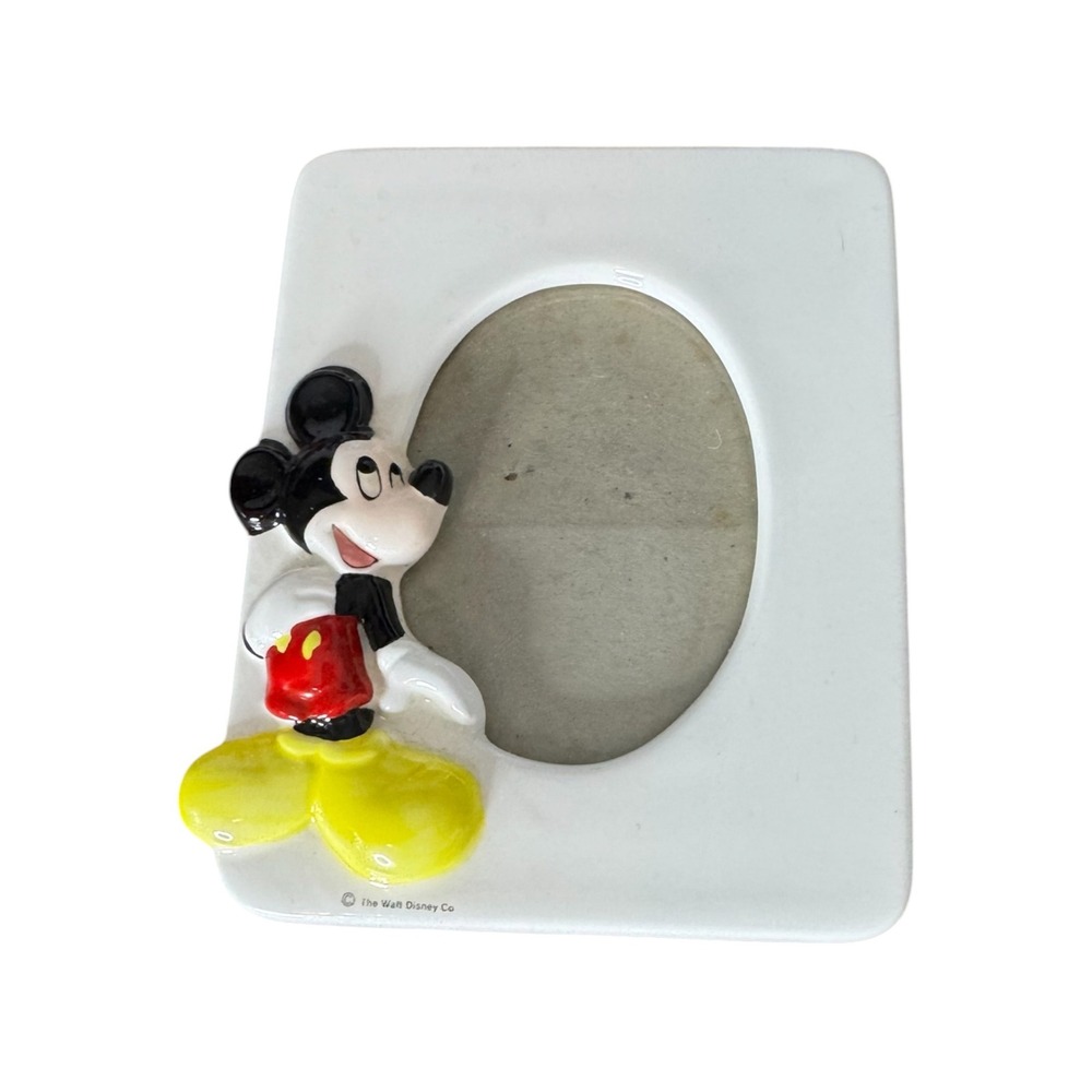 Disney Mickey Mouse Vintage Ceramic Picture Frame Burnes of Boston White 3D 4x5